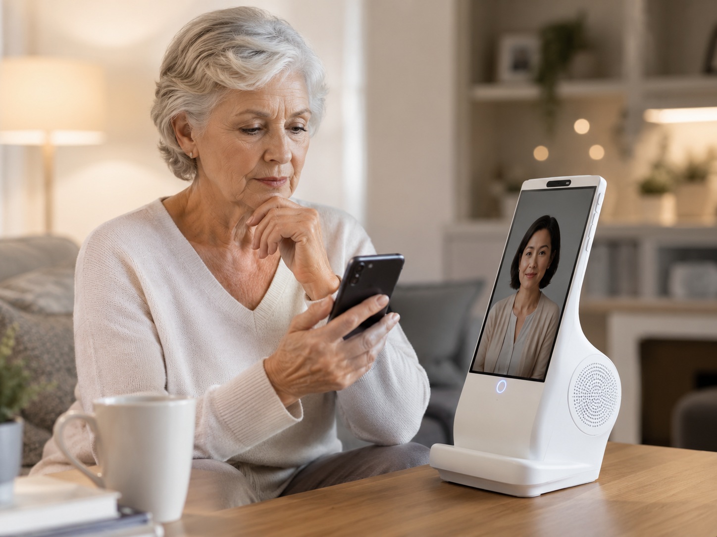 Older adult using Euvola for safe financial decisions